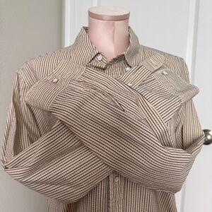 Tre Vero Beige Striped Men's Shirt